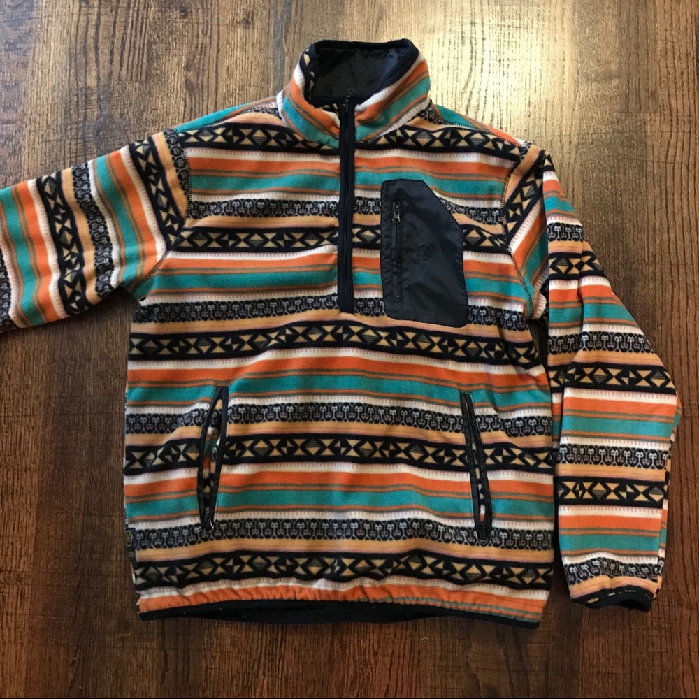 10Deep reversible halfway zip pullover crewneck